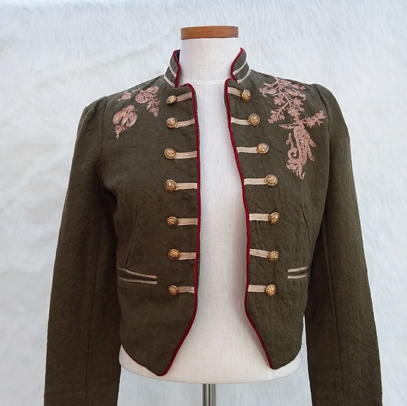 Free People Jackets & Blazers - 🎉HP! 🎉Free People Moss Green Embroidered Jacket